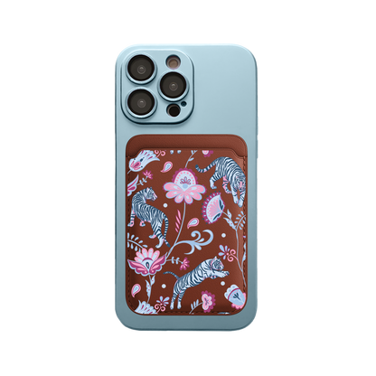 iPhone Magnetic Wallet Silicone Case - Tiger & Floral 3.0