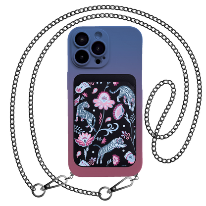 iPhone Magnetic Wallet Silicone Case - Tiger & Floral 3.0
