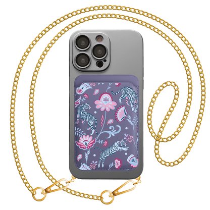 iPhone Magnetic Wallet Silicone Case - Tiger & Floral 3.0