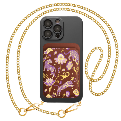 iPhone Magnetic Wallet Silicone Case - Tiger & Floral 4.0
