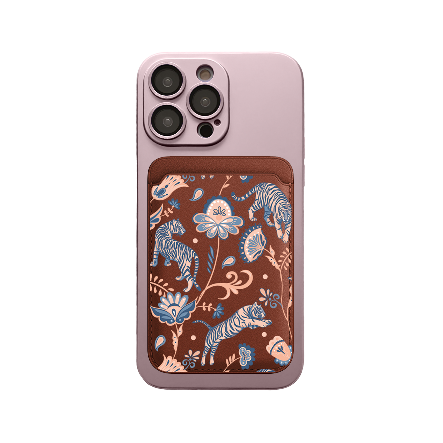 iPhone Magnetic Wallet Silicone Case - Tiger & Floral 5.0