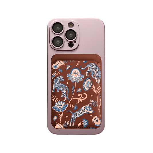 iPhone Magnetic Wallet Silicone Case - Tiger & Floral 5.0