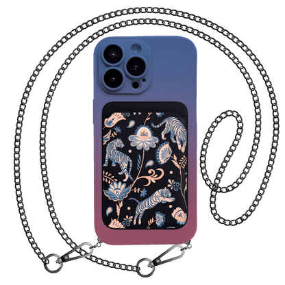 iPhone Magnetic Wallet Silicone Case - Tiger & Floral 5.0