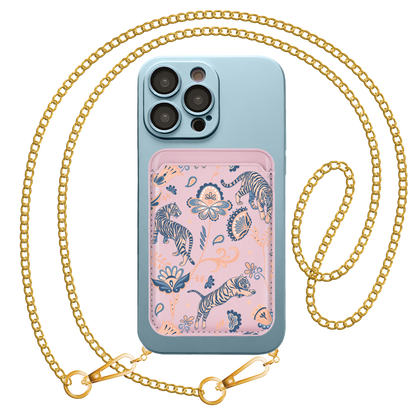 iPhone Magnetic Wallet Silicone Case - Tiger & Floral 5.0