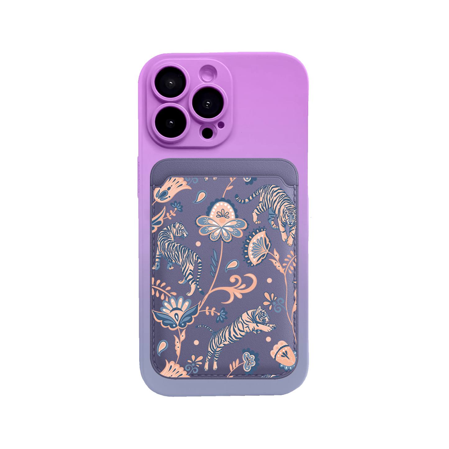 iPhone Magnetic Wallet Silicone Case - Tiger & Floral 5.0