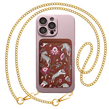 iPhone Magnetic Wallet Silicone Case - Tiger & Floral 6.0