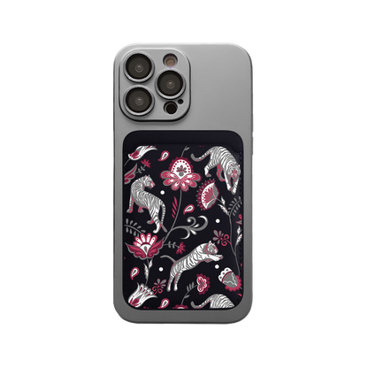 iPhone Magnetic Wallet Silicone Case - Tiger & Floral 6.0