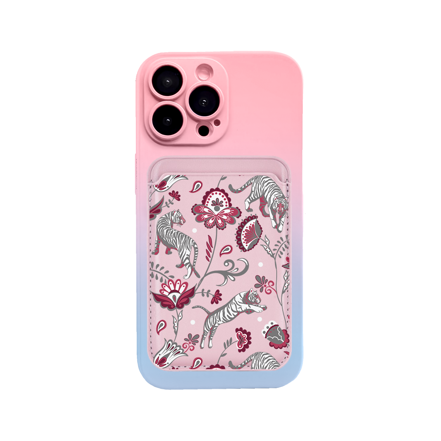 iPhone Magnetic Wallet Silicone Case - Tiger & Floral 6.0