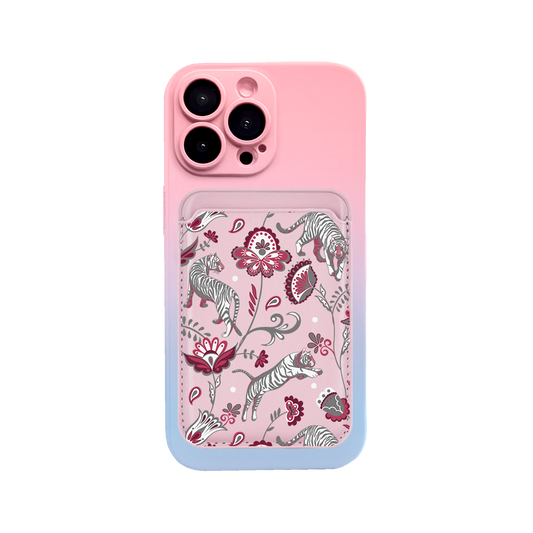 iPhone Magnetic Wallet Silicone Case - Tiger & Floral 6.0