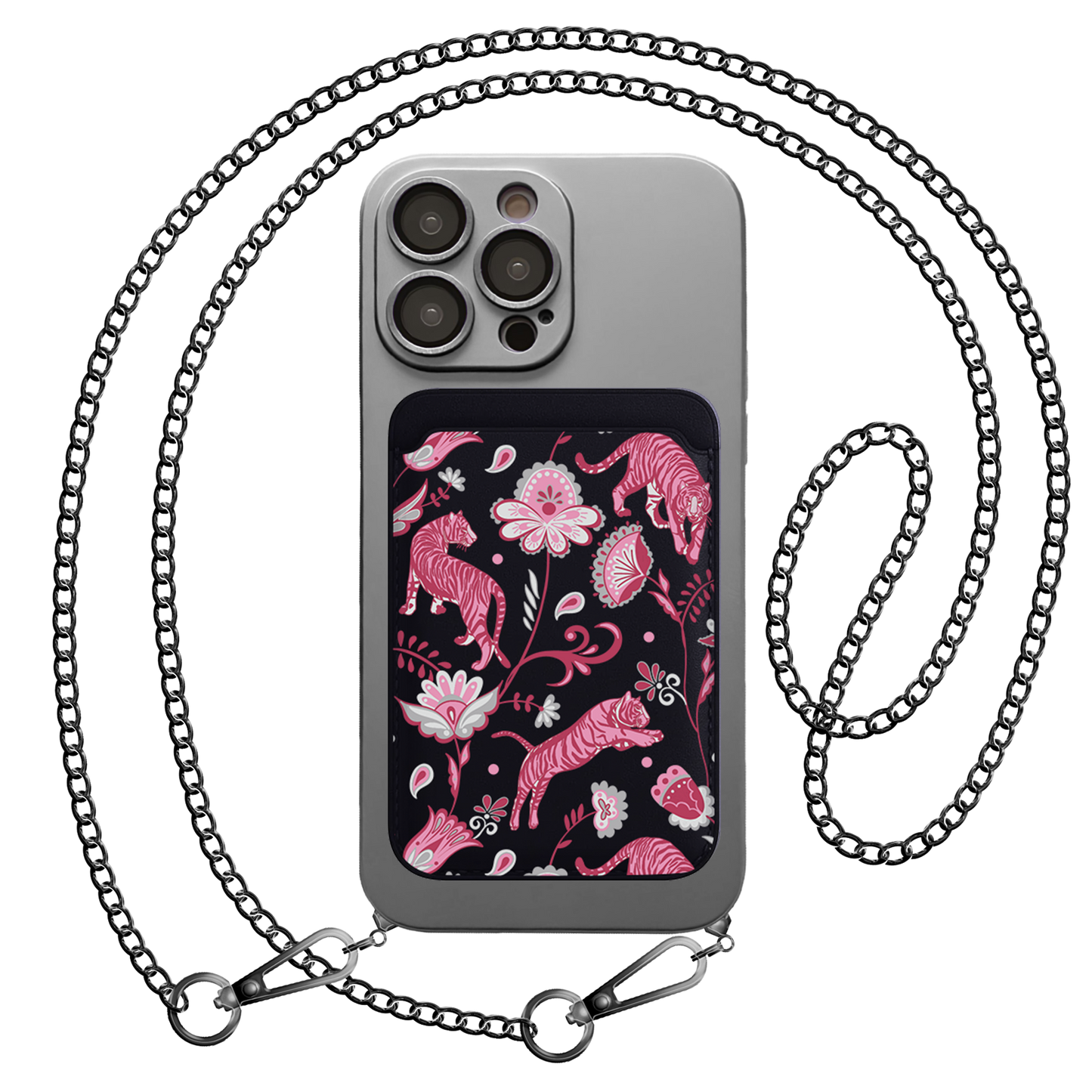 iPhone Magnetic Wallet Silicone Case - Tiger & Floral 7.0