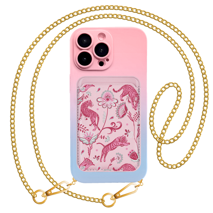 iPhone Magnetic Wallet Silicone Case - Tiger & Floral 7.0