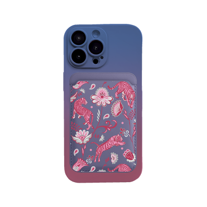 iPhone Magnetic Wallet Silicone Case - Tiger & Floral 7.0