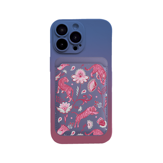 iPhone Magnetic Wallet Silicone Case - Tiger & Floral 7.0