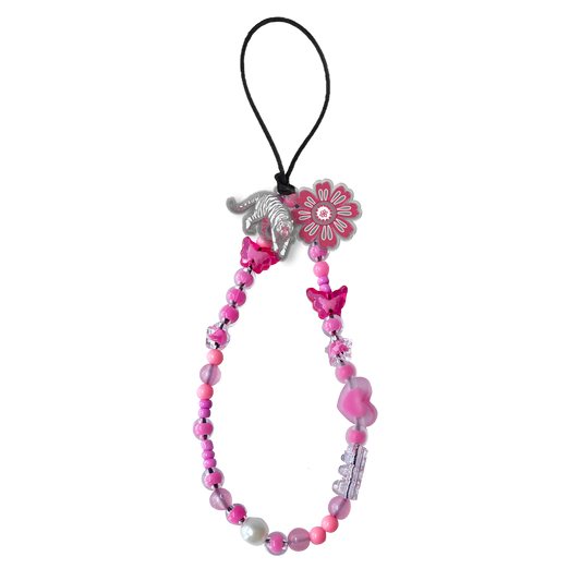 Beaded Strap with Acrylic Charm  - Tiger & Floral 6.0