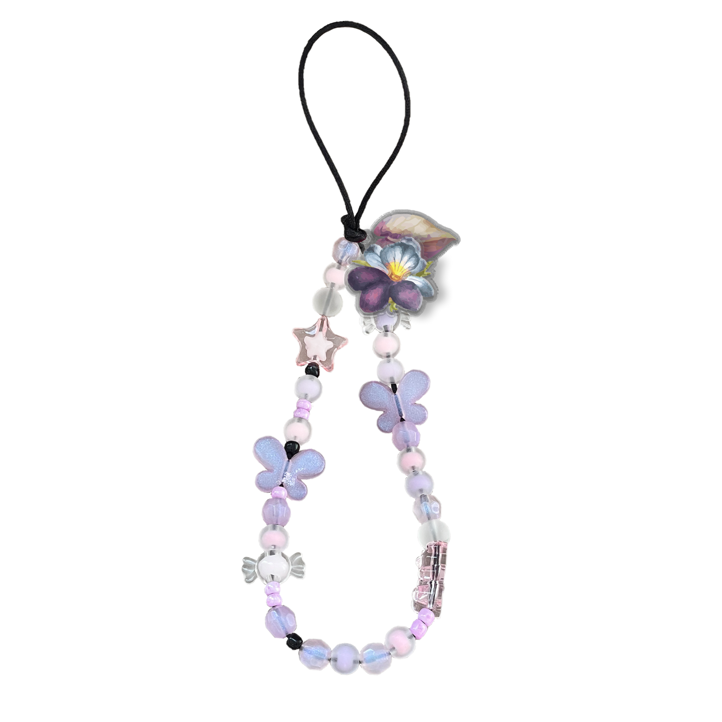 Beaded Strap with Acrylic Charm  - Violetta