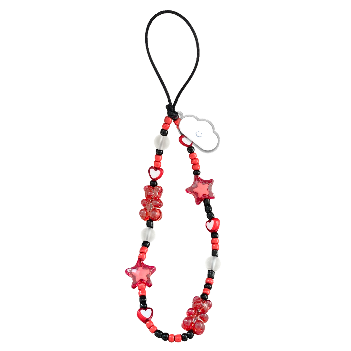 Beaded Strap with Acrylic Charm  - White Clouds