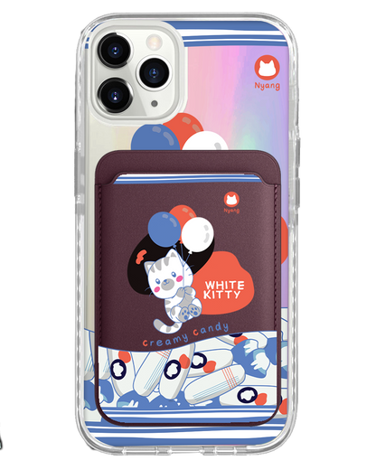 iPhone Magnetic Wallet Holo Case - White Kitty