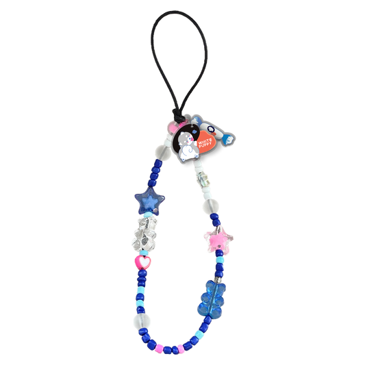 Beaded Strap with Acrylic Charm  - White Puppy