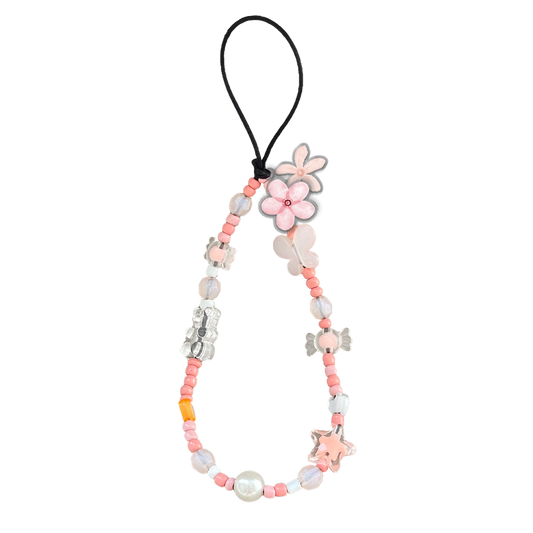 Beaded Strap with Acrylic Charm  - Wild Flower