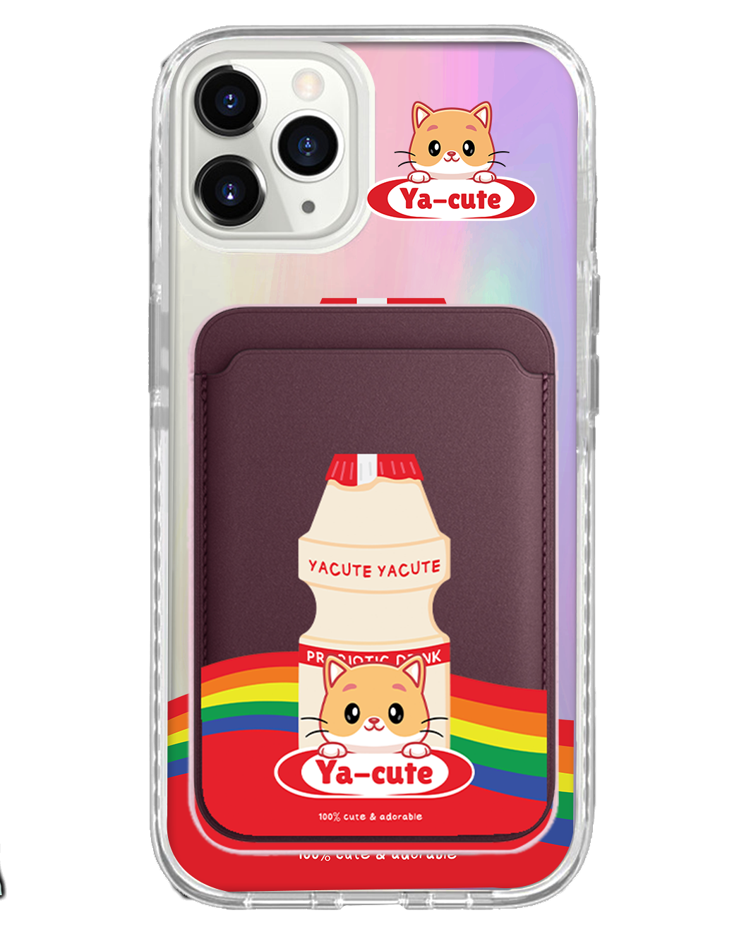 iPhone Magnetic Wallet Holo Case - Yacute Cat