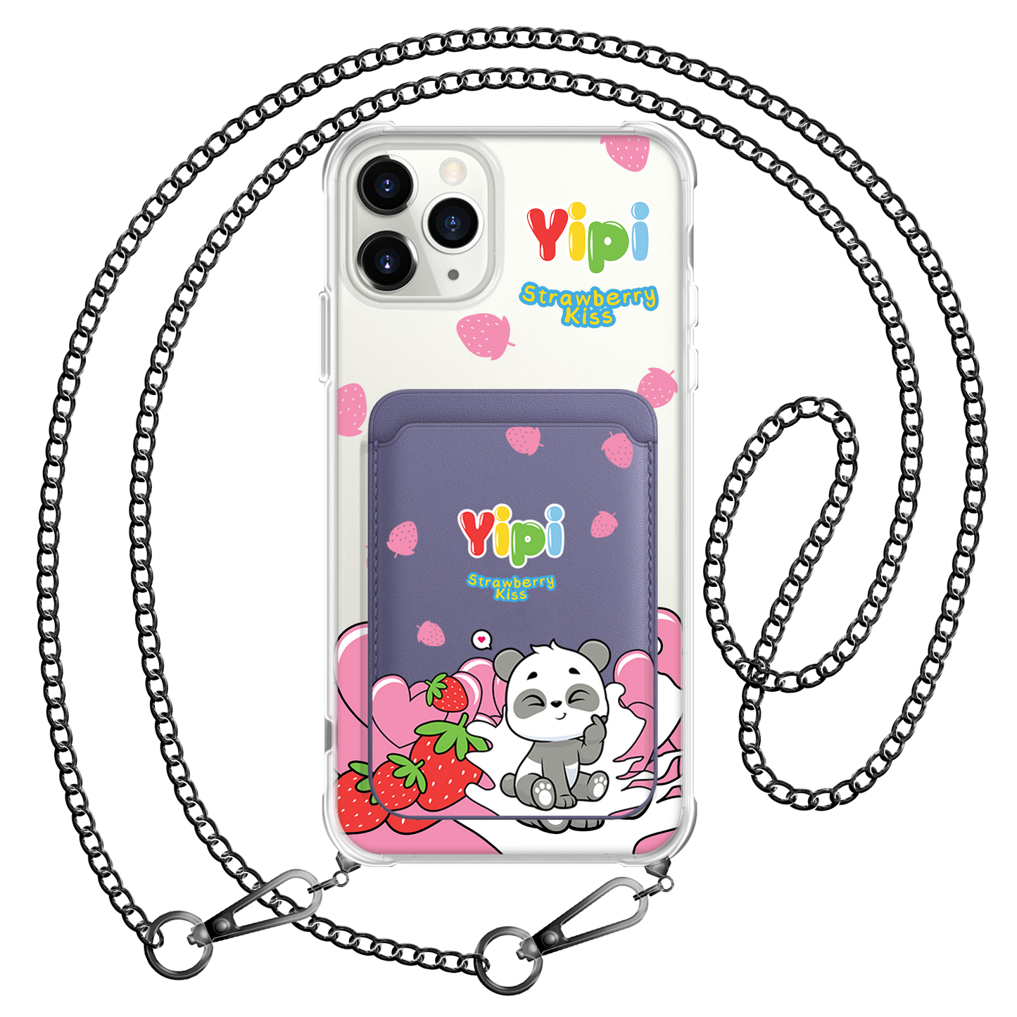 iPhone Magnetic Wallet Case - Yipi Strawberry Kiss