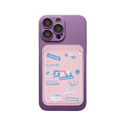 iPhone Magnetic Wallet Silicone Case - Zerobaseone Sticker Pack