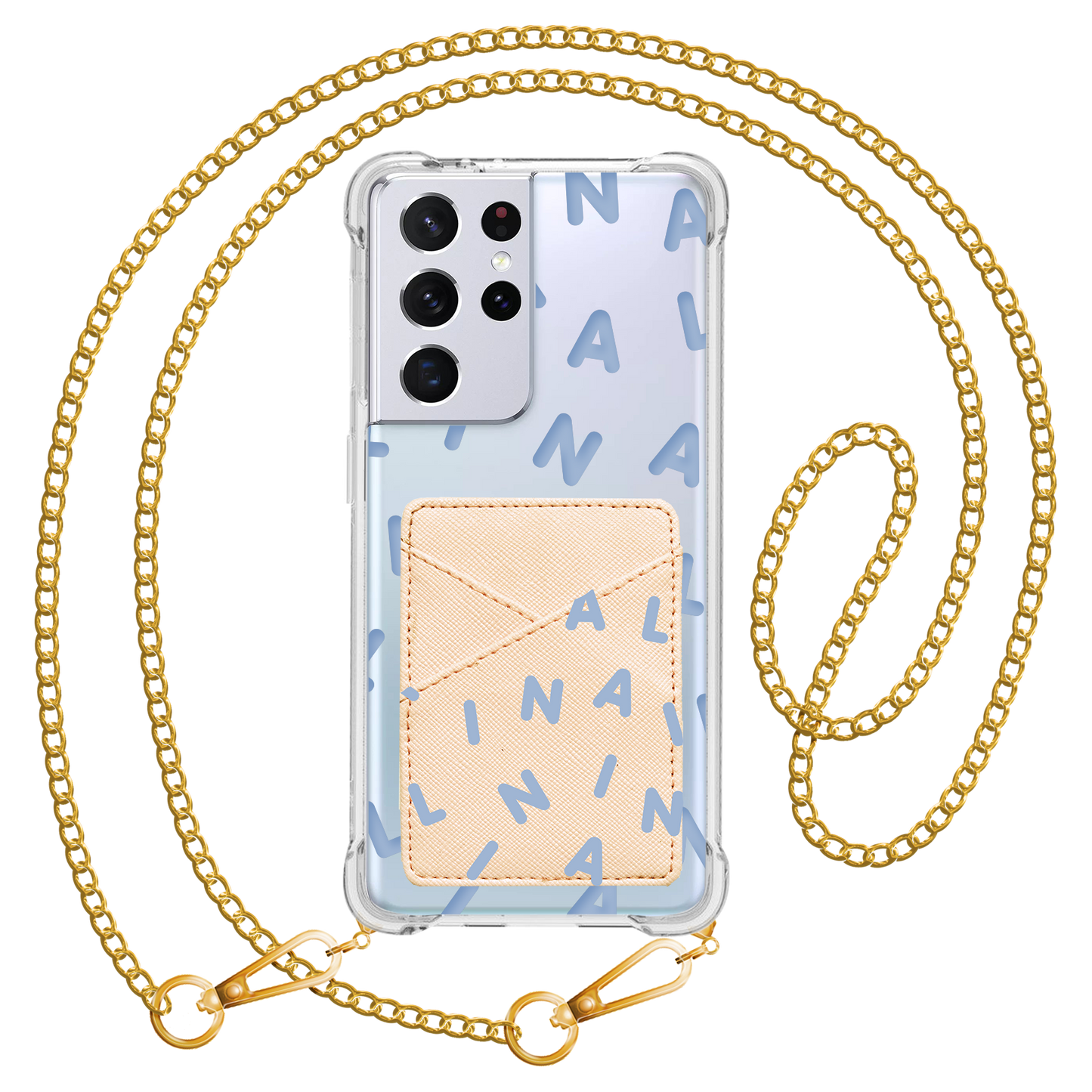 Android Phone Wallet Case - CUSTOM Monogram 2.0 Pastel Blue