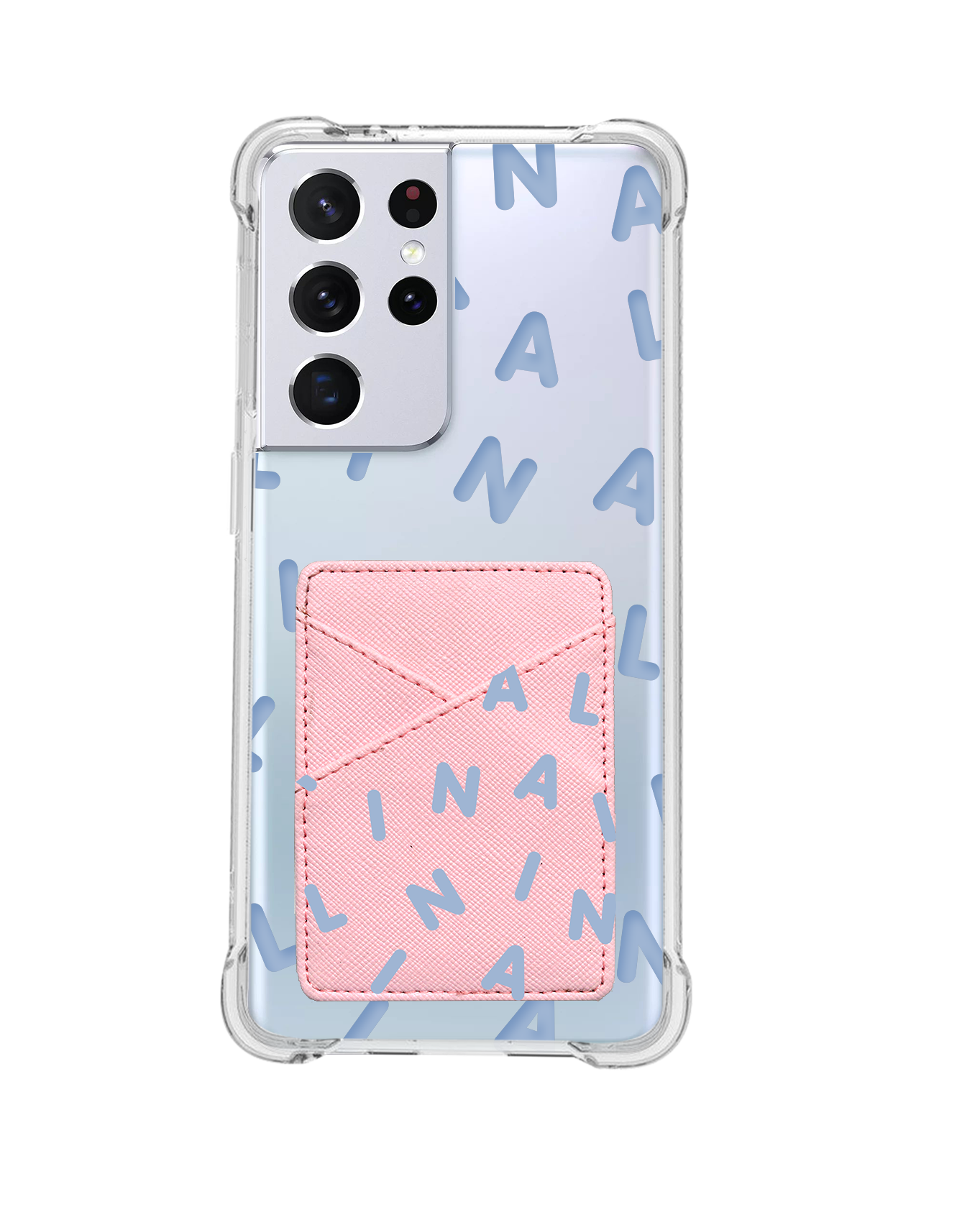 Android Phone Wallet Case - CUSTOM Monogram 2.0 Pastel Blue