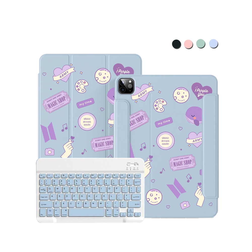 iPad / Android Tab Wireless Keyboard Flipcover - BTS Sticker