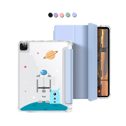 iPad Macaron Flip Cover - Blue Aliens