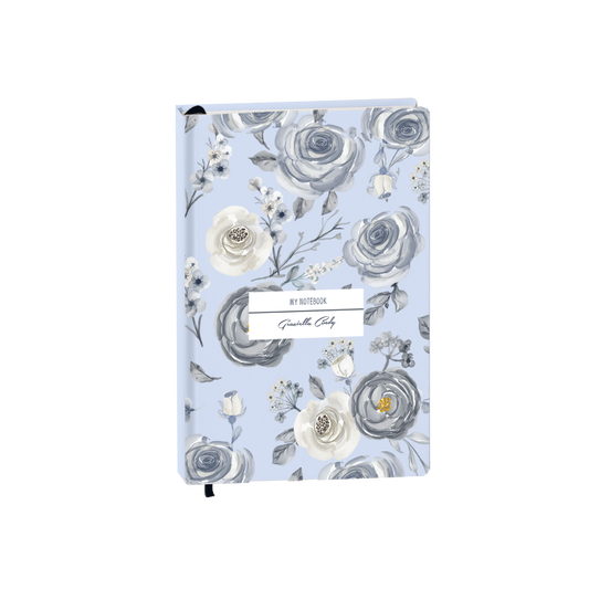 Hardcover Bookpaper Journal - Blue Rose (with Elastic Band & Bookmark)