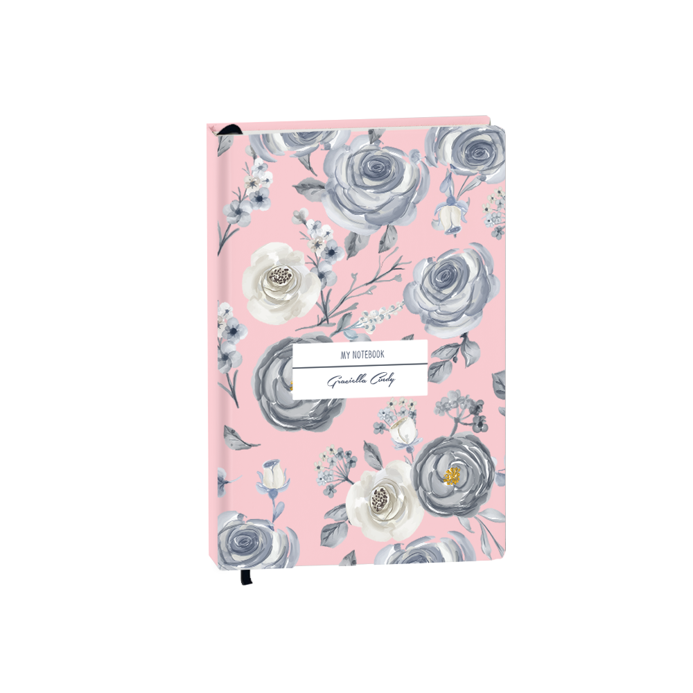 Hardcover Bookpaper Journal - Blue Rose (with Elastic Band & Bookmark)