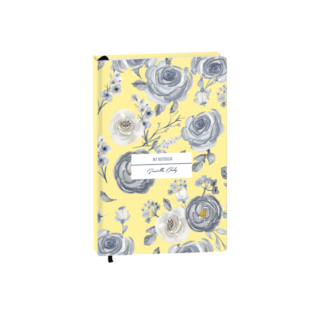 Hardcover Bookpaper Journal - Blue Rose (with Elastic Band & Bookmark)