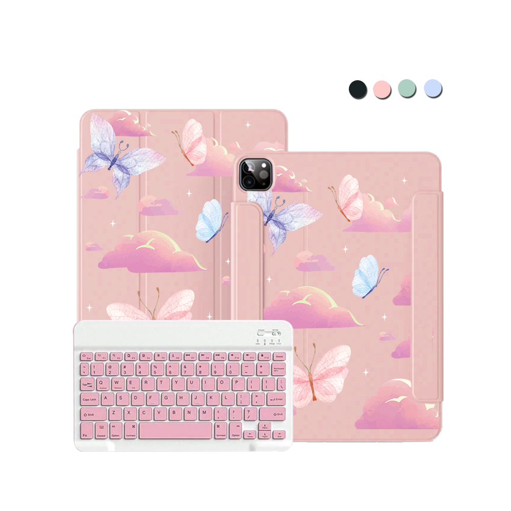 iPad / Android Tab Wireless Keyboard Flipcover - Butterfly & Clouds