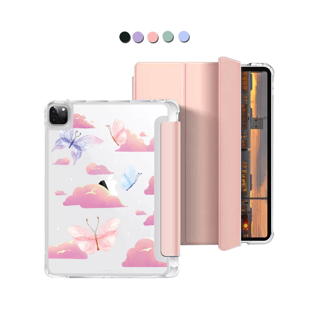iPad Macaron Flip Cover - Butterfly & Clouds