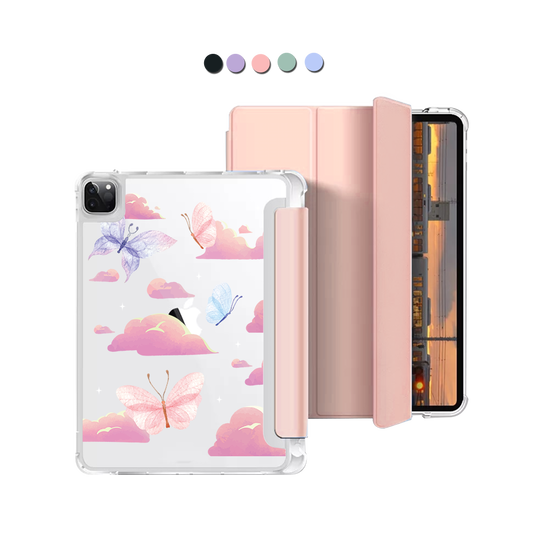iPad Macaron Flip Cover - Butterfly & Clouds