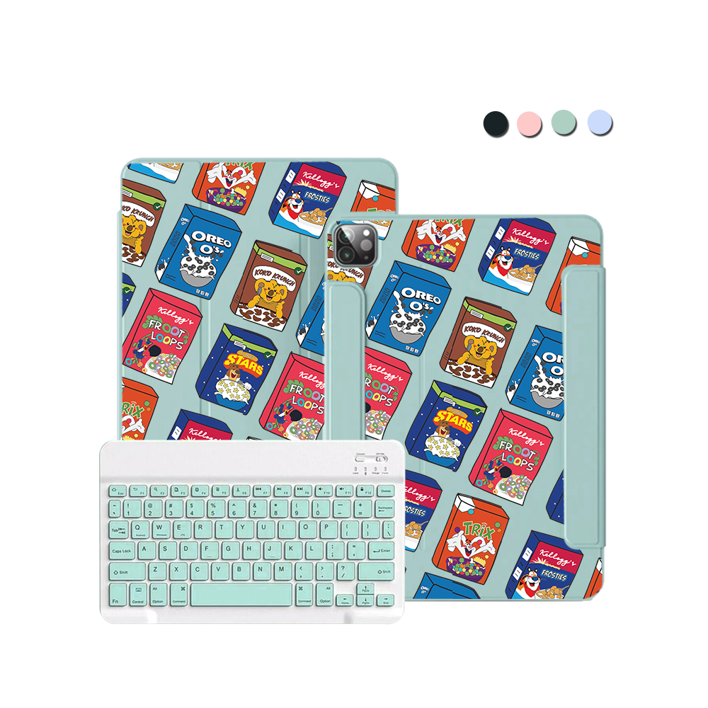 iPad / Android Tab Wireless Keyboard Flipcover - Cereal Boxes