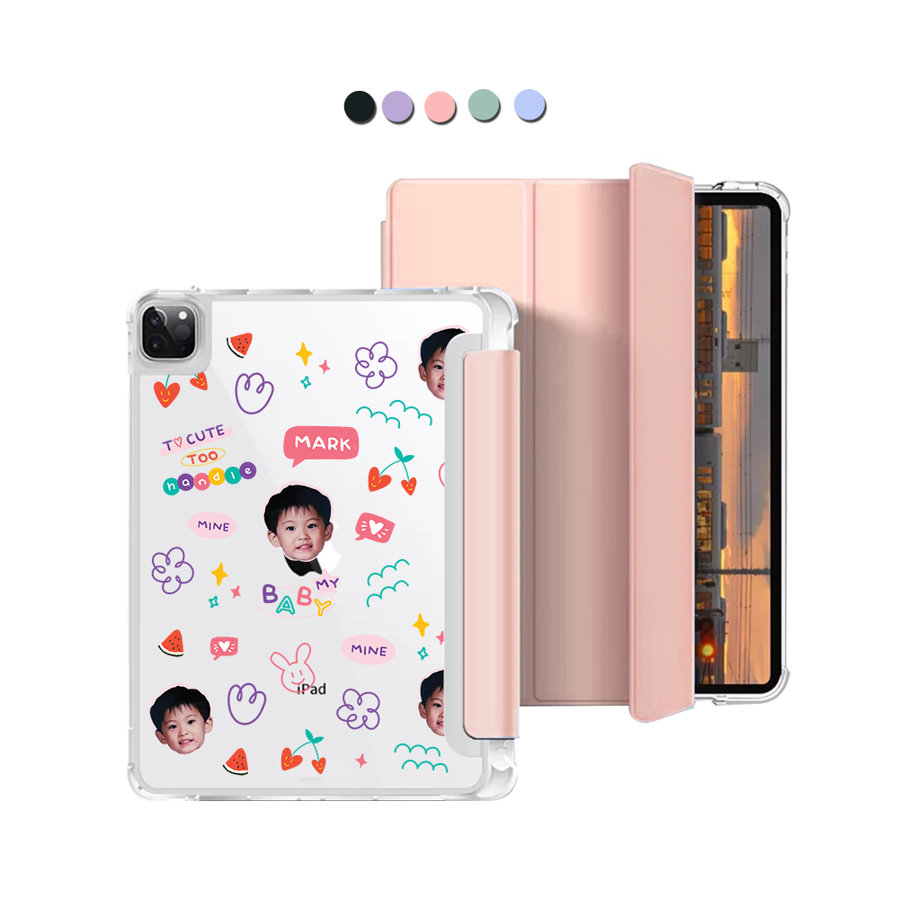 iPad Macaron Flip Cover - Face Grid