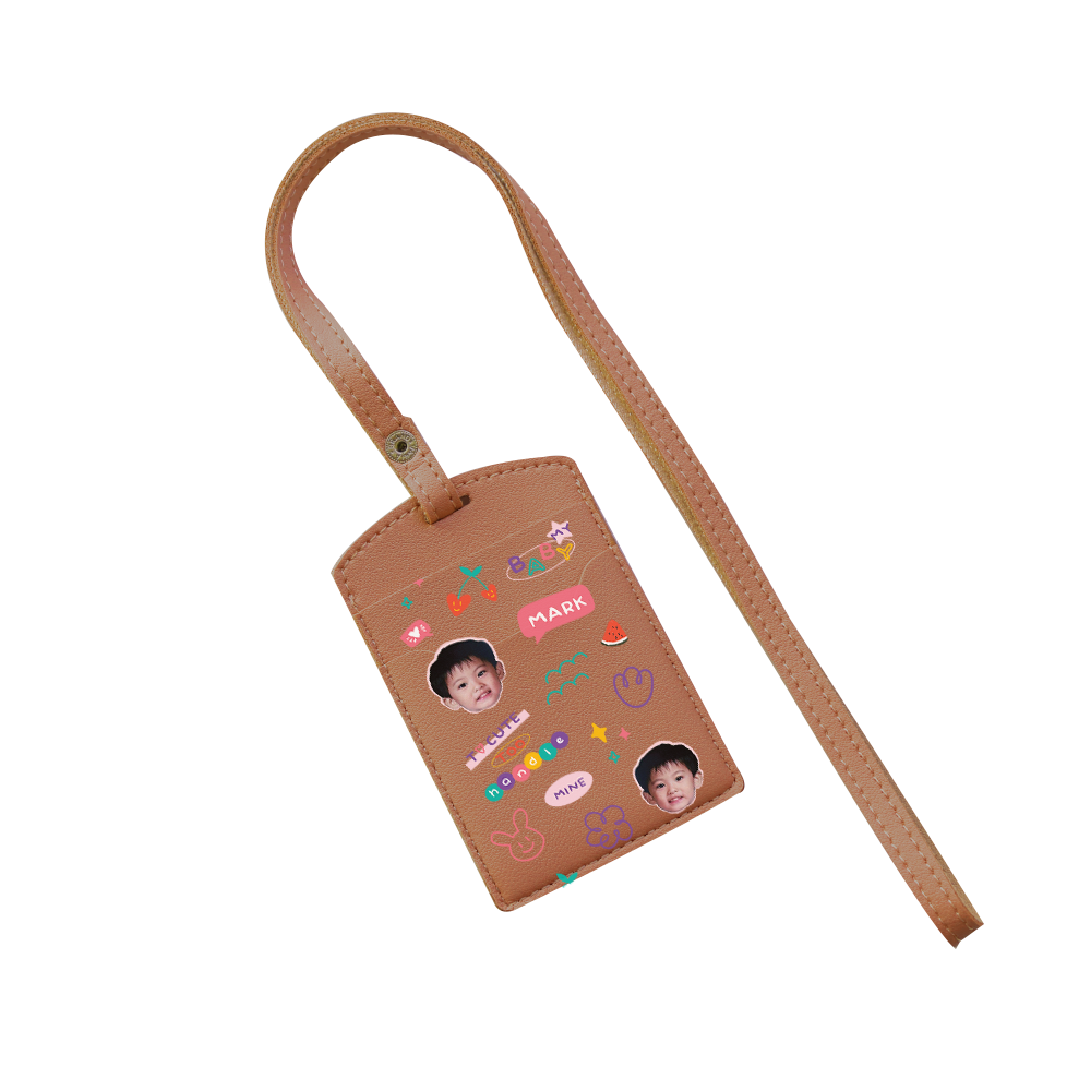 Vegan Leather Lanyard - Face Grid