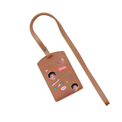 Vegan Leather Lanyard - Face Grid