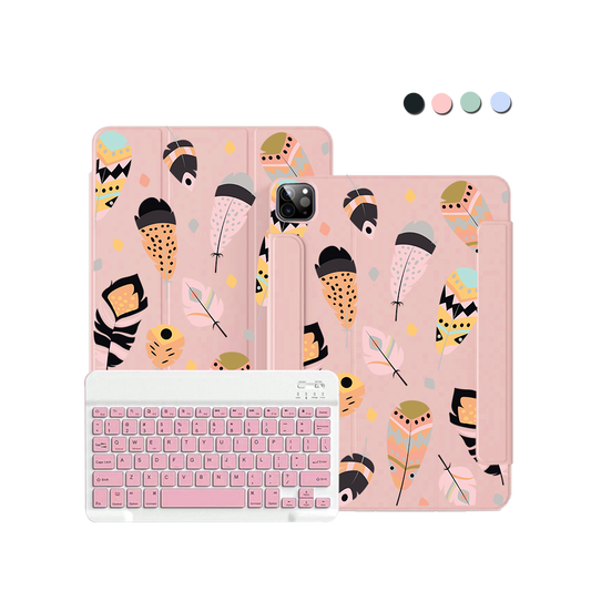 iPad / Android Tab Wireless Keyboard Flipcover - Feathers