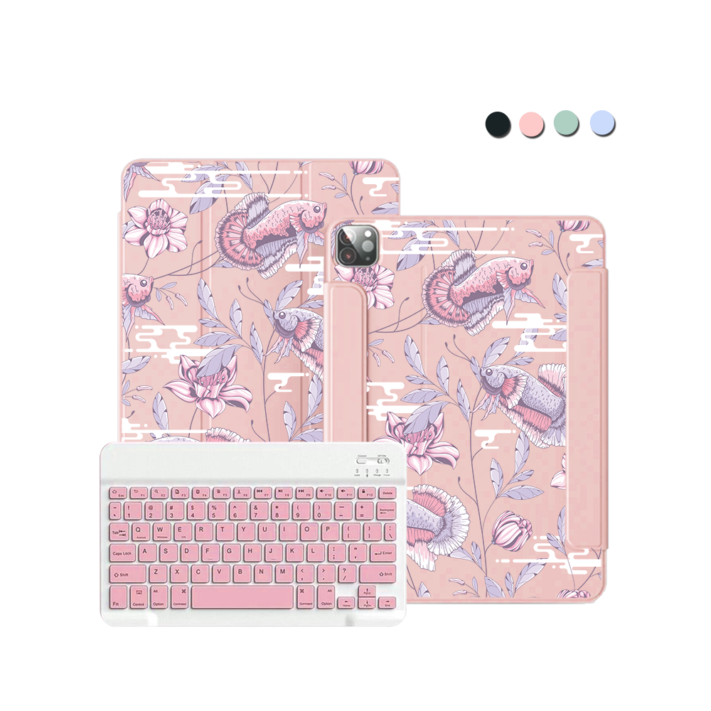 iPad Wireless Keyboard Flipcover - Fish & Floral 1.0