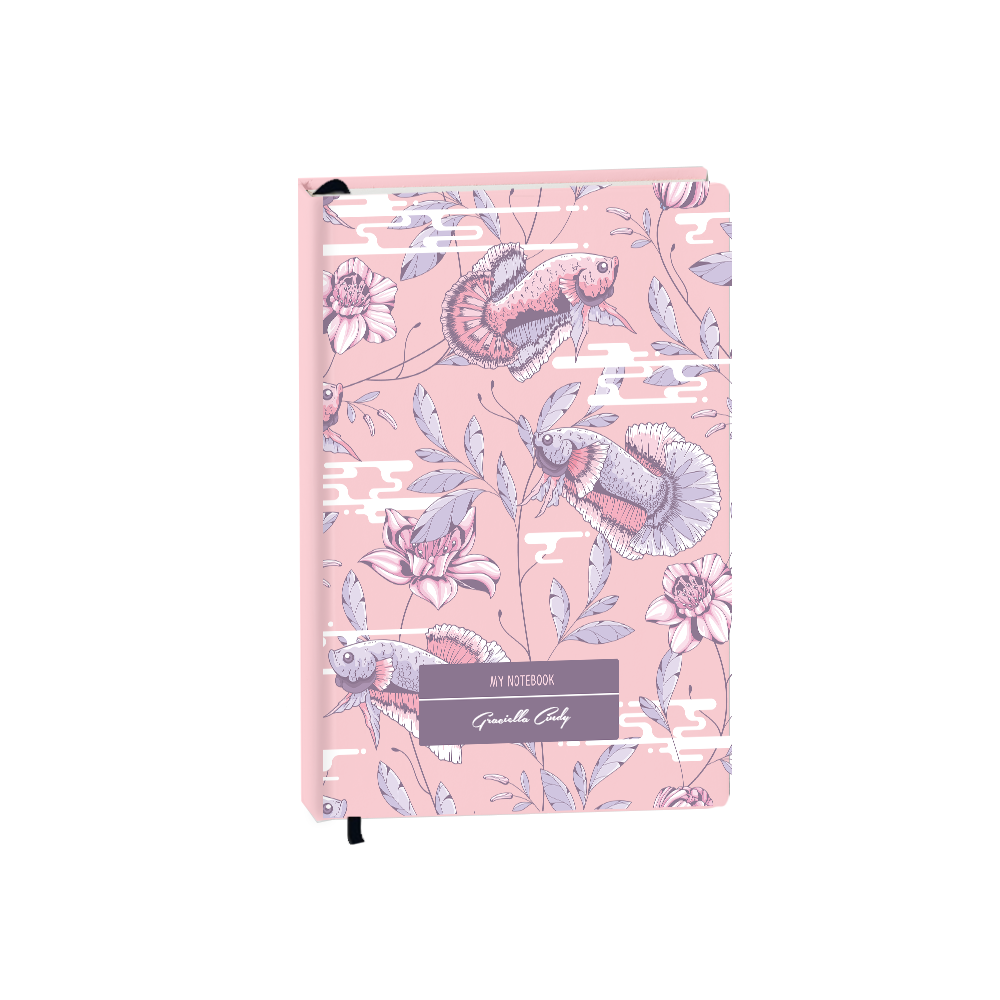 Hardcover Bookpaper Journal - Fish & Floral 1.0 (with Elastic Band & Bookmark)
