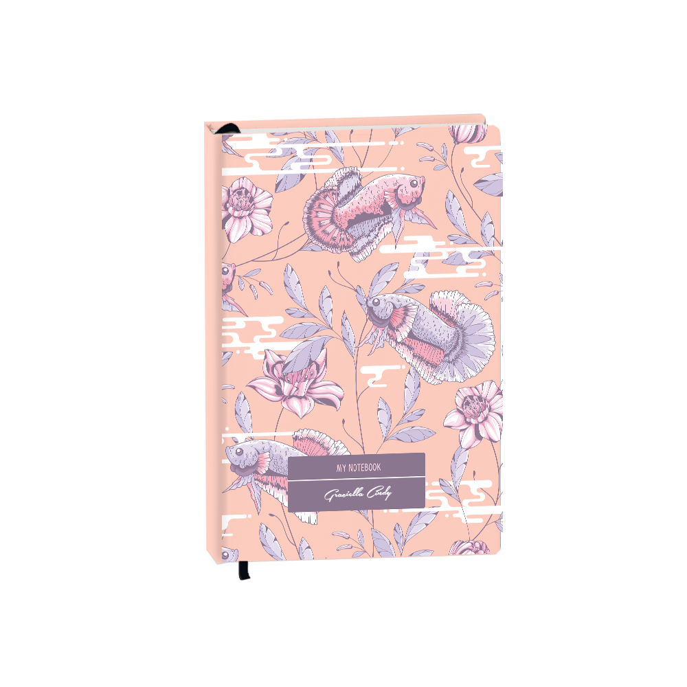 Hardcover Bookpaper Journal - Fish & Floral 1.0 (with Elastic Band & Bookmark)