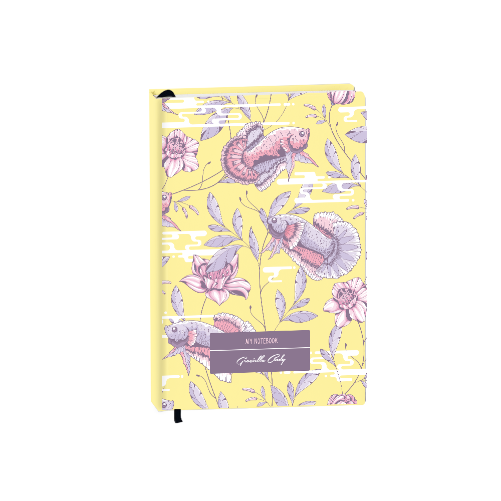 Hardcover Bookpaper Journal - Fish & Floral 1.0 (with Elastic Band & Bookmark)