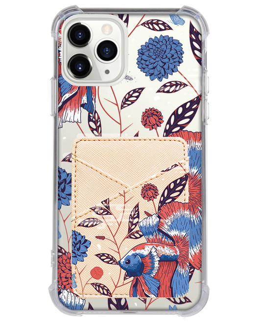 iPhone Phone Wallet Case - Fish & Floral 2.0