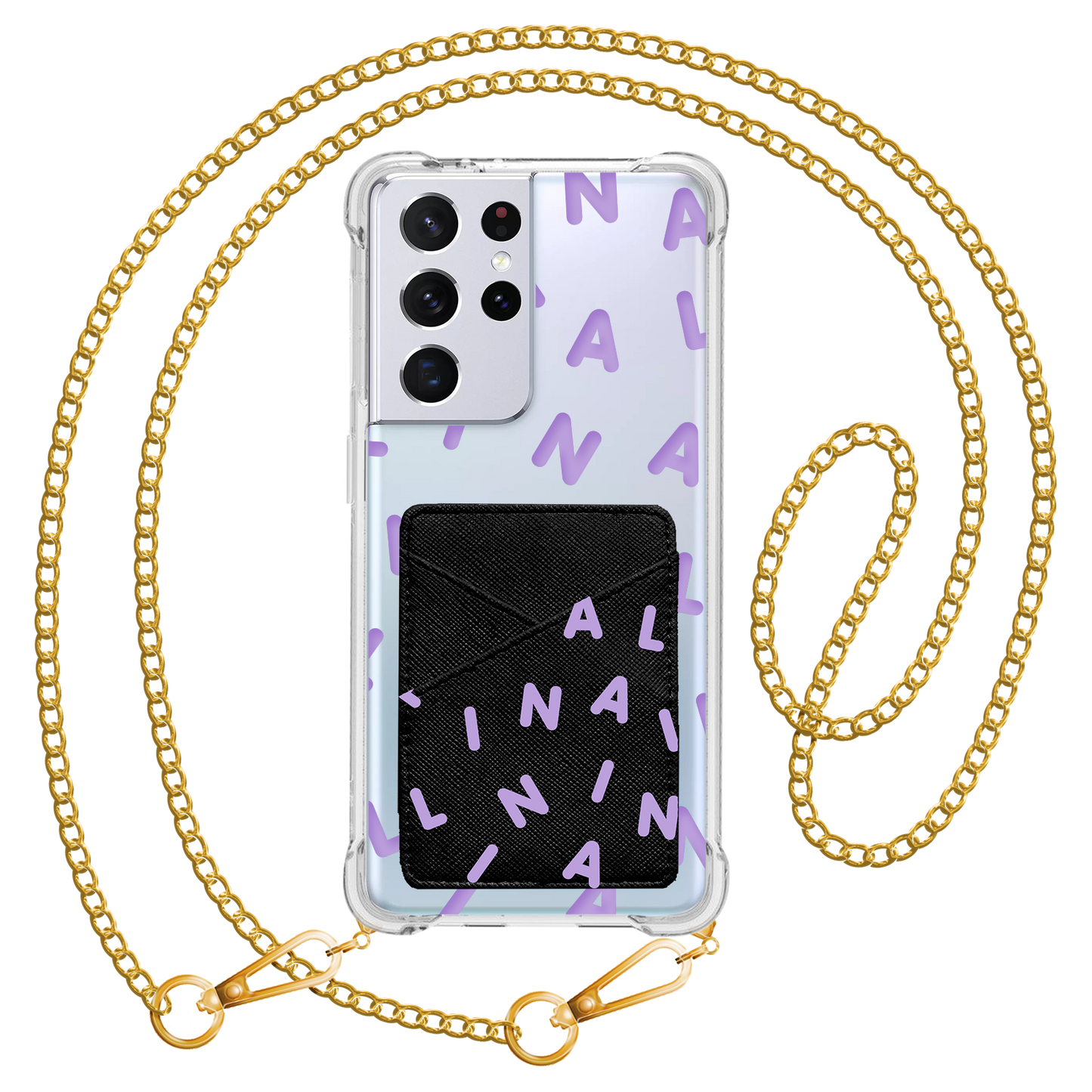 Android Phone Wallet Case - CUSTOM Monogram 2.0 Lilac