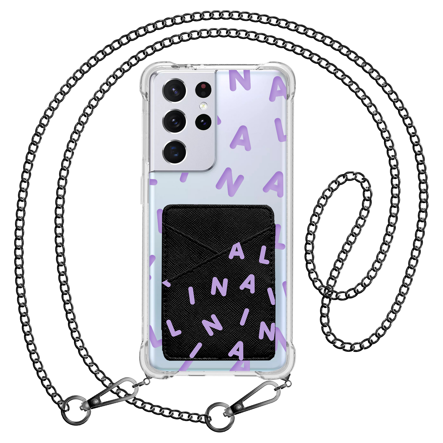 Android Phone Wallet Case - CUSTOM Monogram 2.0 Lilac