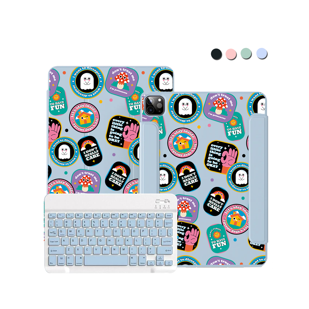 iPad / Android Tab Wireless Keyboard Flipcover - Monster Sticker Pack