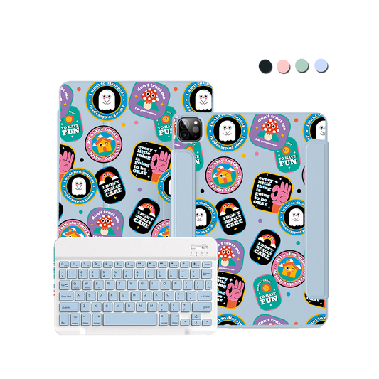 iPad / Android Tab Wireless Keyboard Flipcover - Monster Sticker Pack